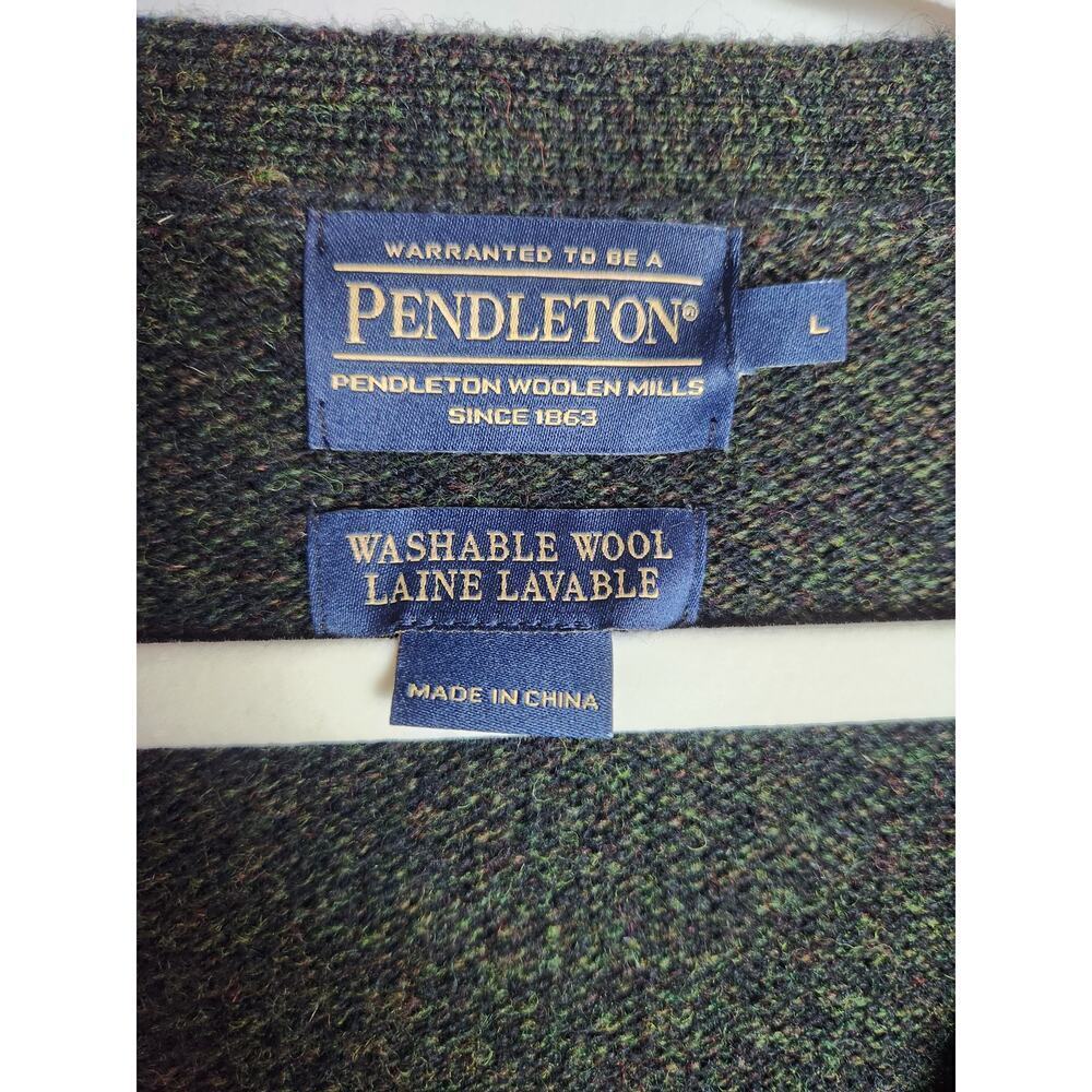 Pendleton mens Shetland wool cardigan sz L Academia grandpa preppy extra button - Picture 4 of 7